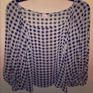 black and white checkered top